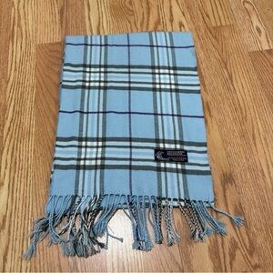 Italy Design Plaid Cashmere/Viscose Blend Scarf with Fringe